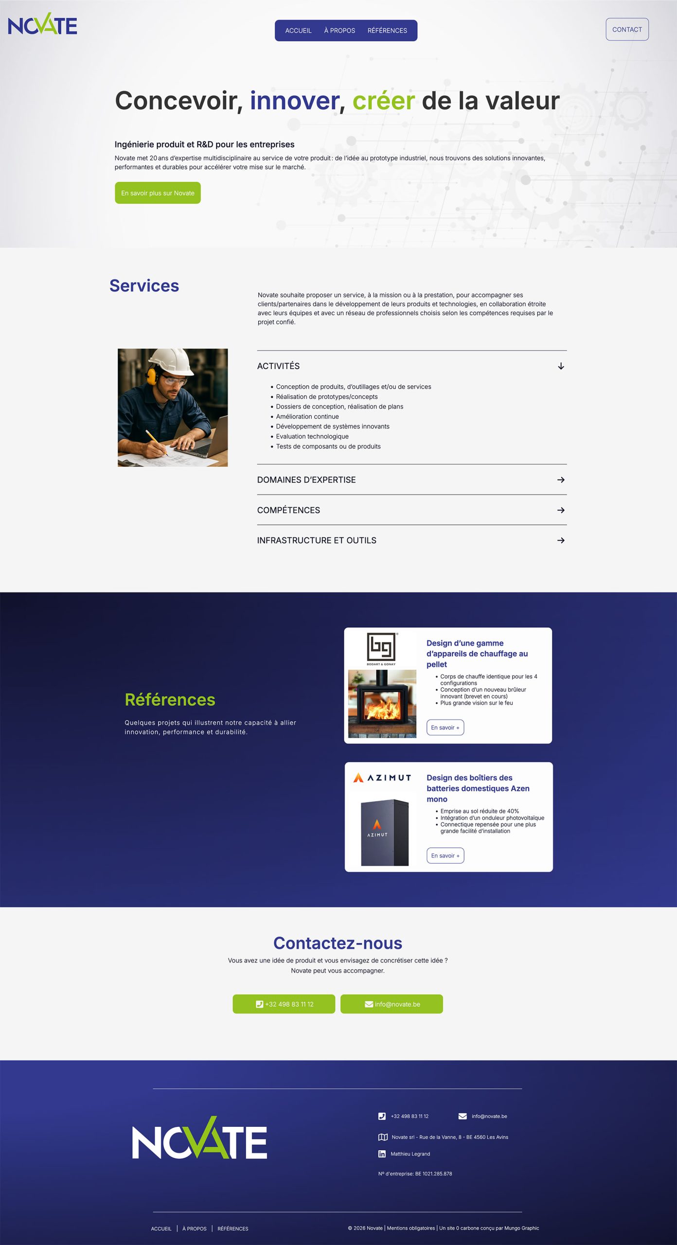 page d'accueil site Novate